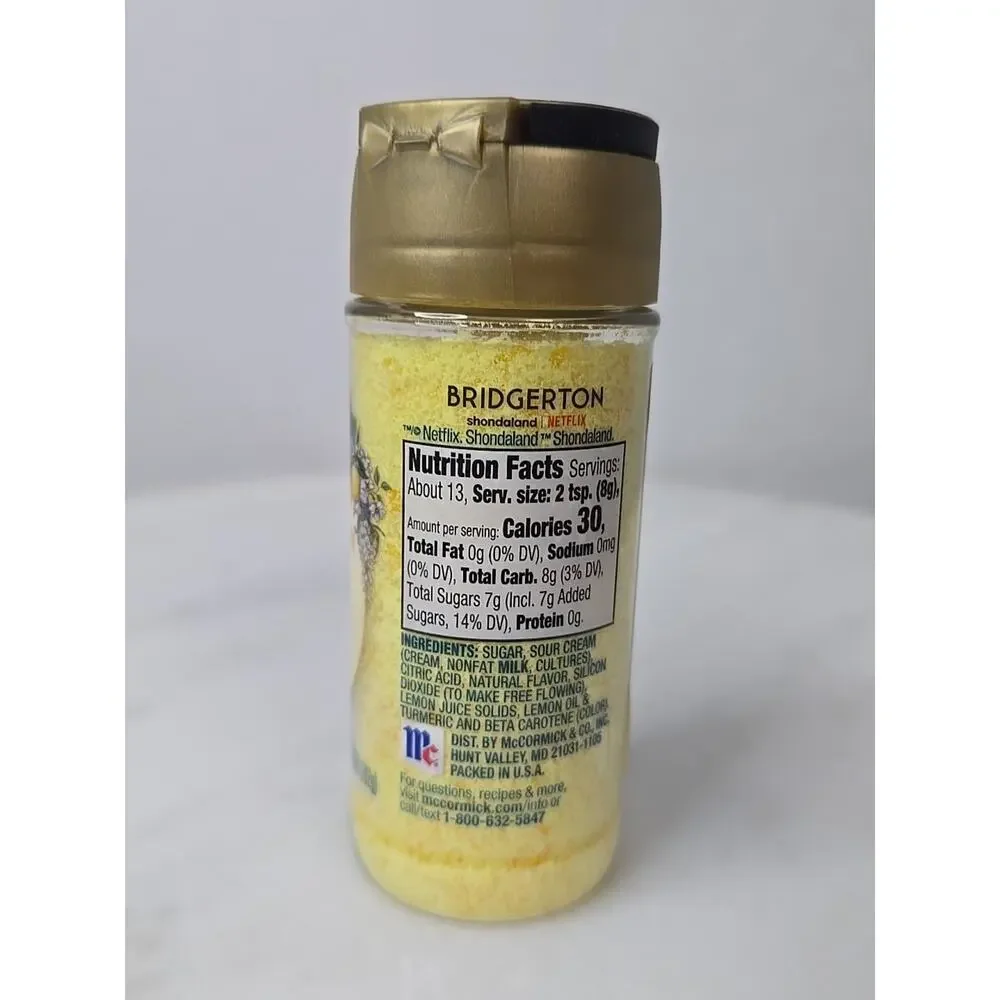 McCormick x Bridgerton 3.45 oz Finishing Sugar Bottle, Sweet Lemon NEW